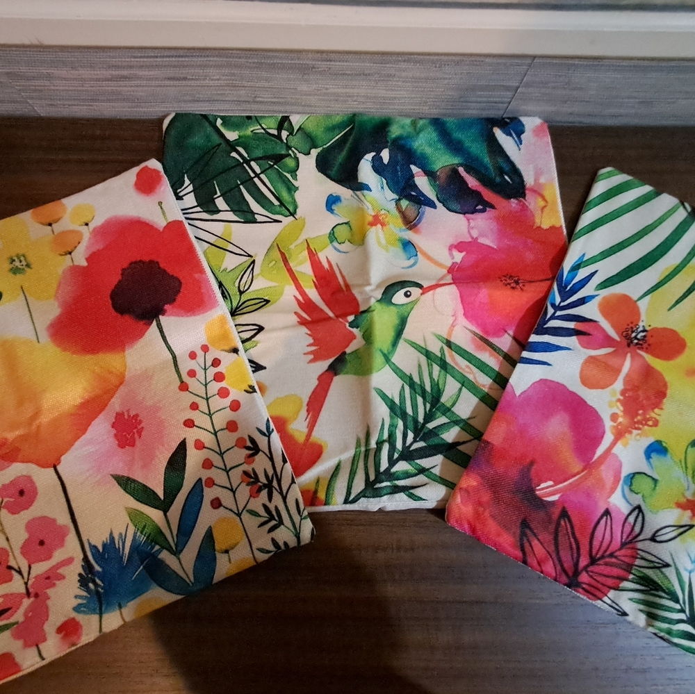 Vibrant Floral and Bird Accent Pillow Covers
